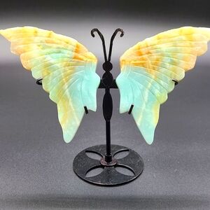 Handcarved Caribbean Calcite Butterfly Wings with Stand 🦋